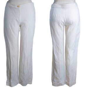 Armani Collezioni White Waffle Texture Trousers - Size 8